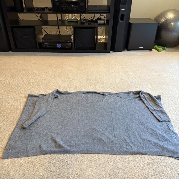 InCashmere 100% cashmere Crewneck Sweater Topper Grey Pointell LARGE Oversize - Picture 5 of 12